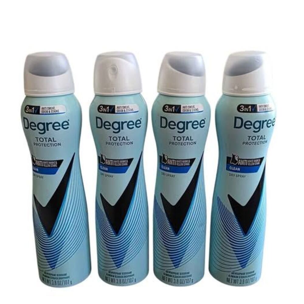 4 ct Degree Total Protection 3 in 1 Refreshing Rain Dry Spray Antiperspirant